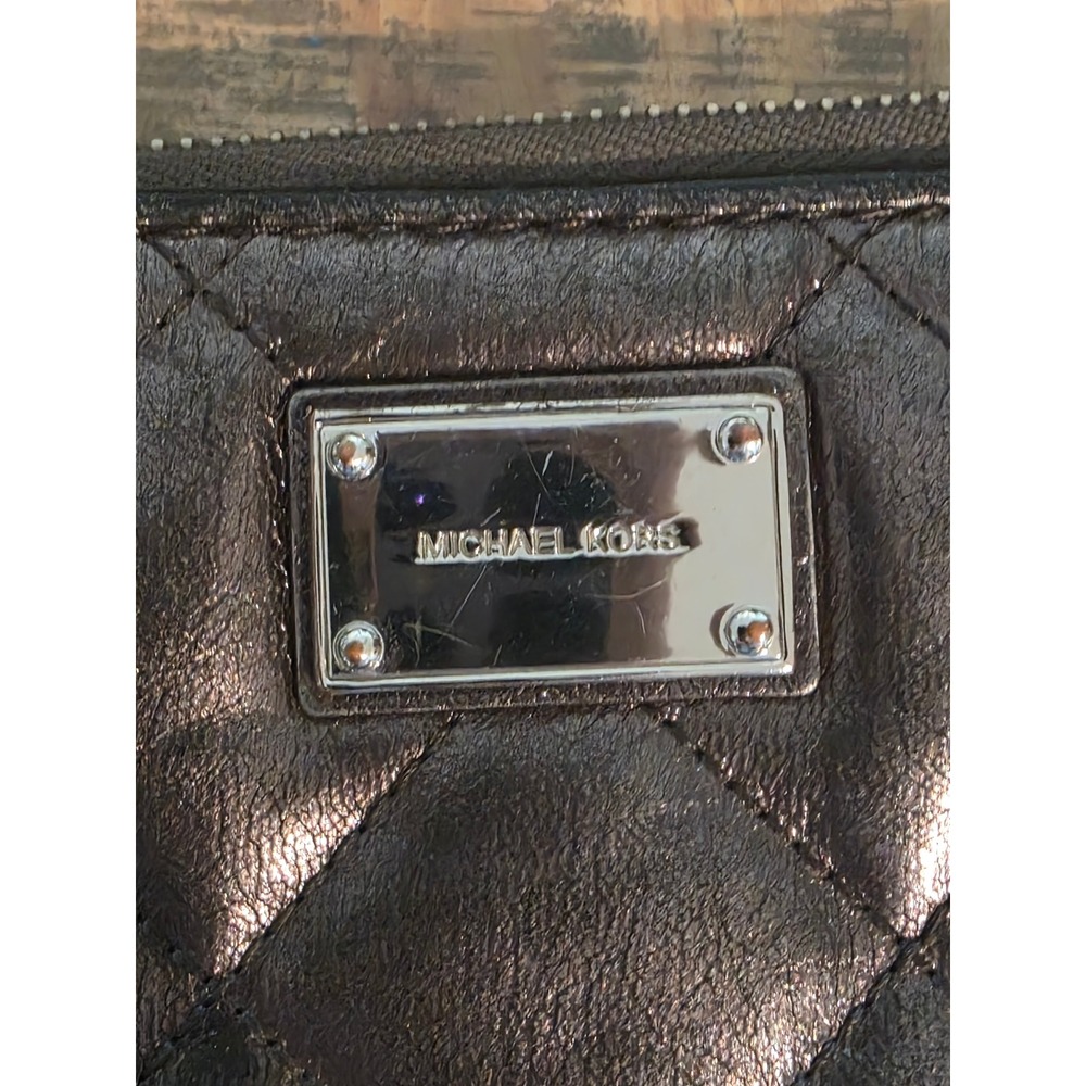 Michael‎ Kors Quilted Zip Around Wallet Black Leather Signature Logo - Picture 2 of 10